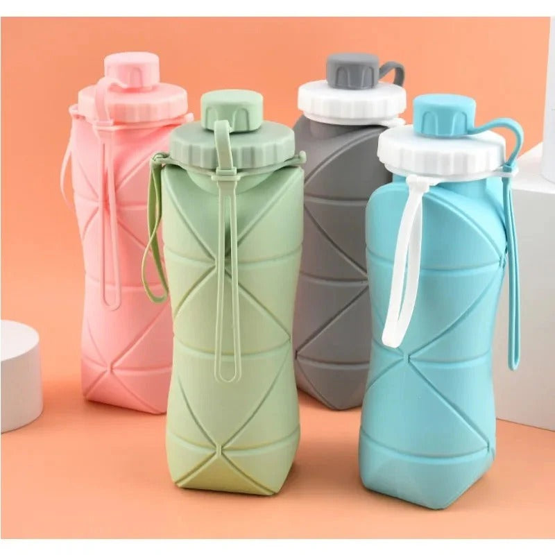 Silicon Foldable Bottle 600ml | Portable Travel Smart Water Bottle | Pocket Size Collapsible Design